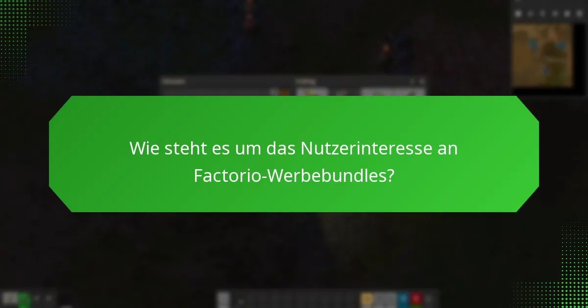 Wie steht es um das Nutzerinteresse an Factorio-Werbebundles?